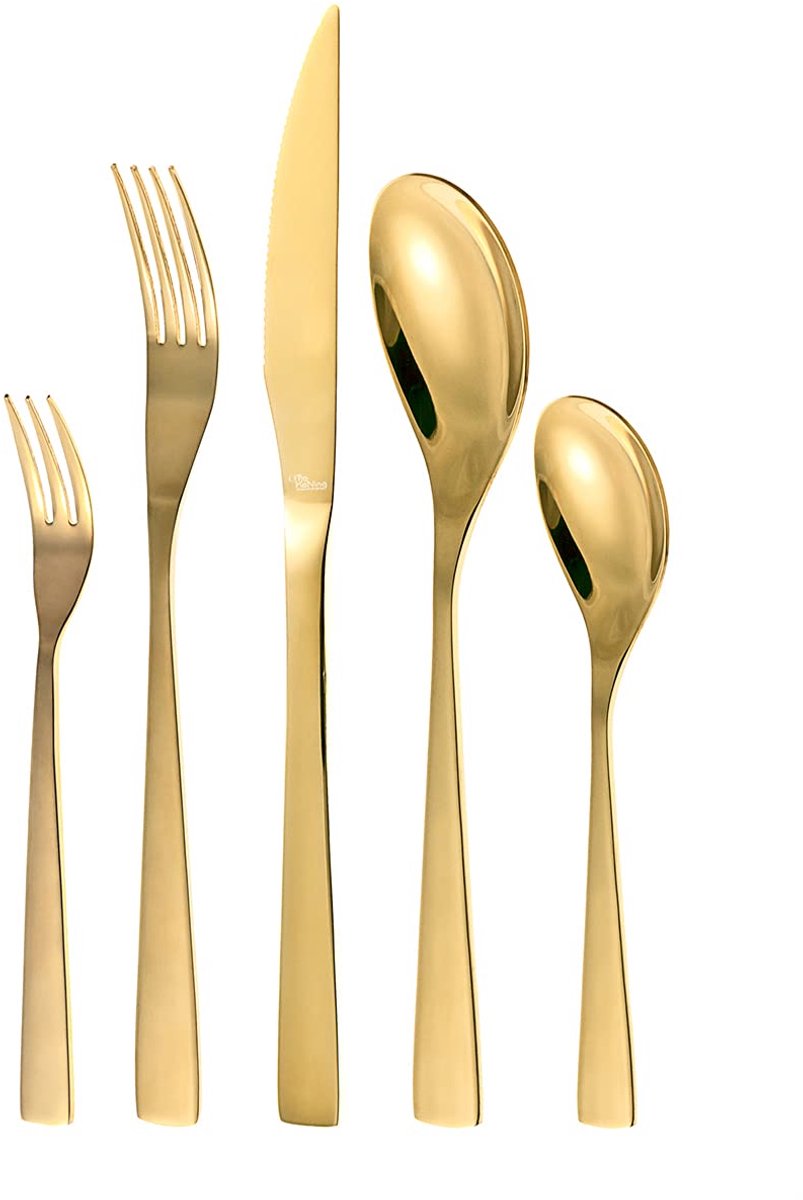 Bestekset Goud voor 6 personen - Roestvrij Staal, Modern Ontwerp, Vaatwasmachinebestendig - Hoogwaardige Kwaliteit en Beste Prijs-kwaliteitverhouding.