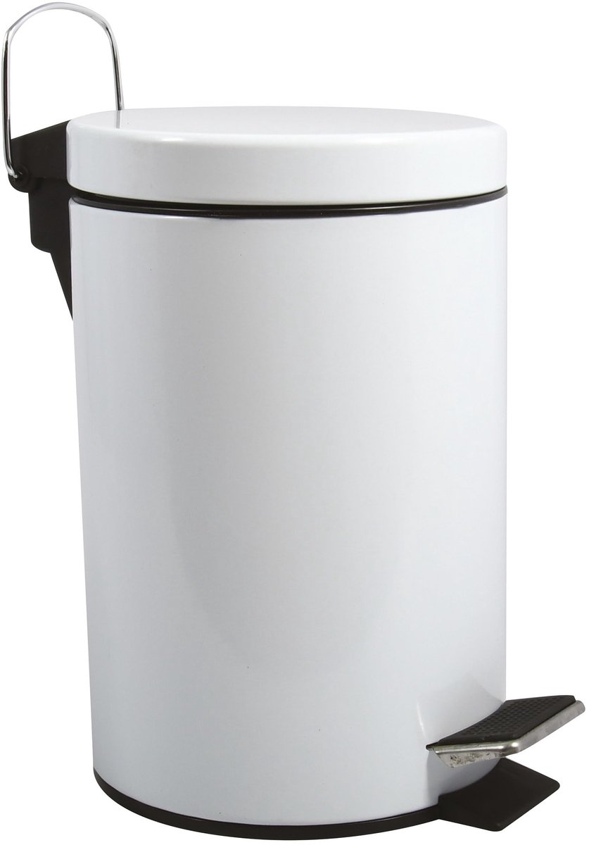 - Cosmetische Afvalbak Voor In De Badkamer - Roestvrij Staal Met Uitneembare Binnenemmer - Elegante Pedaalemmer - Compact en Praktisch - Wit - 3L