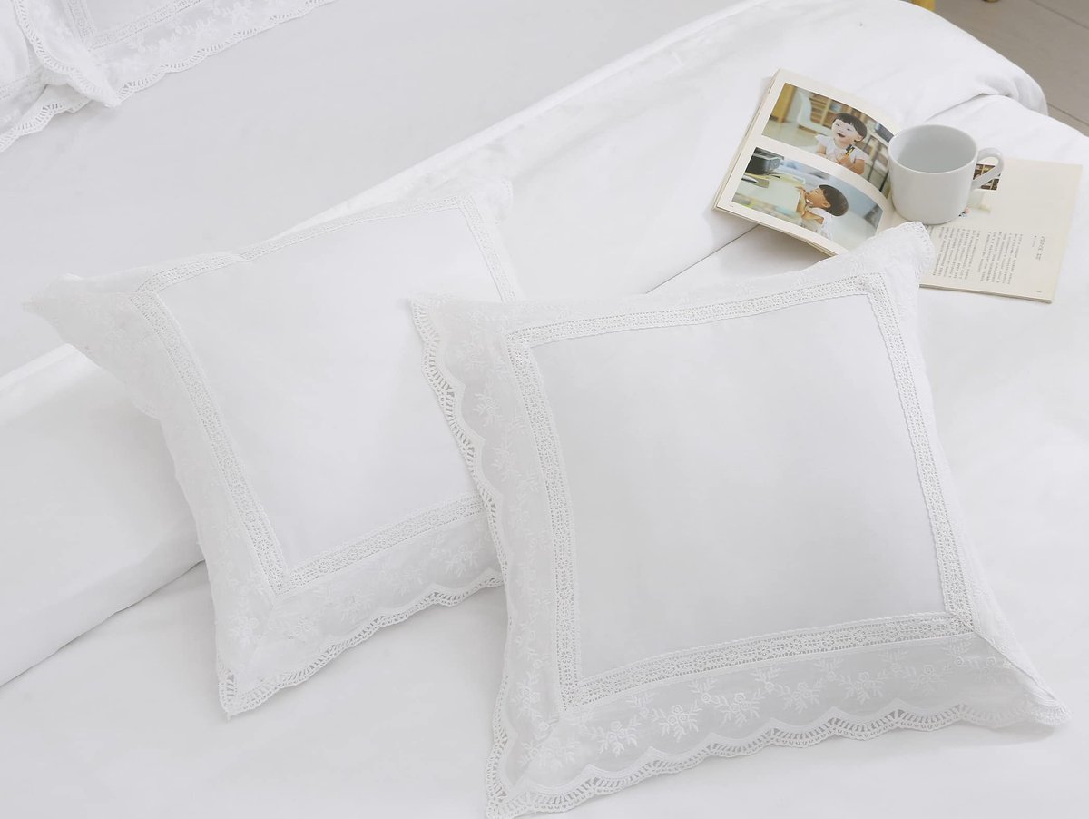 kant sierkussenslopen kussenslopen katoenen bed Euro Shams Shabby Chic Prinses 2 stuks 45 x 45 cm Frans land