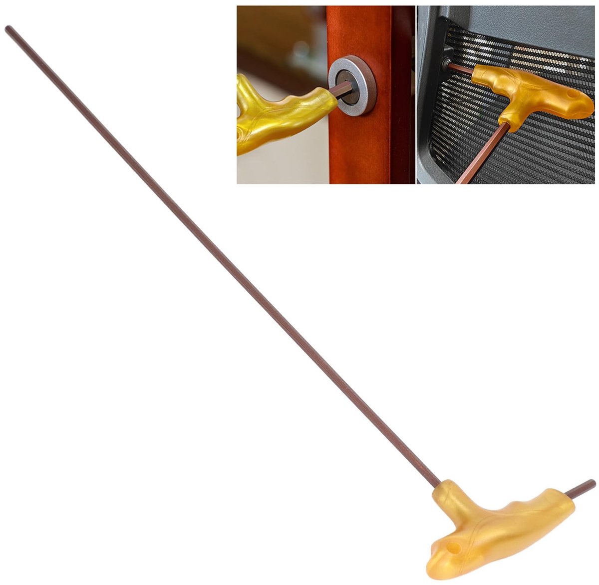 Lange Staafsleutel Comfortabele T-Vormige Handgreep, Inbussleutel Bevestigingssleutel Van Gelegeerd Staal, Voor Onderhoudsreparatie (4mm)