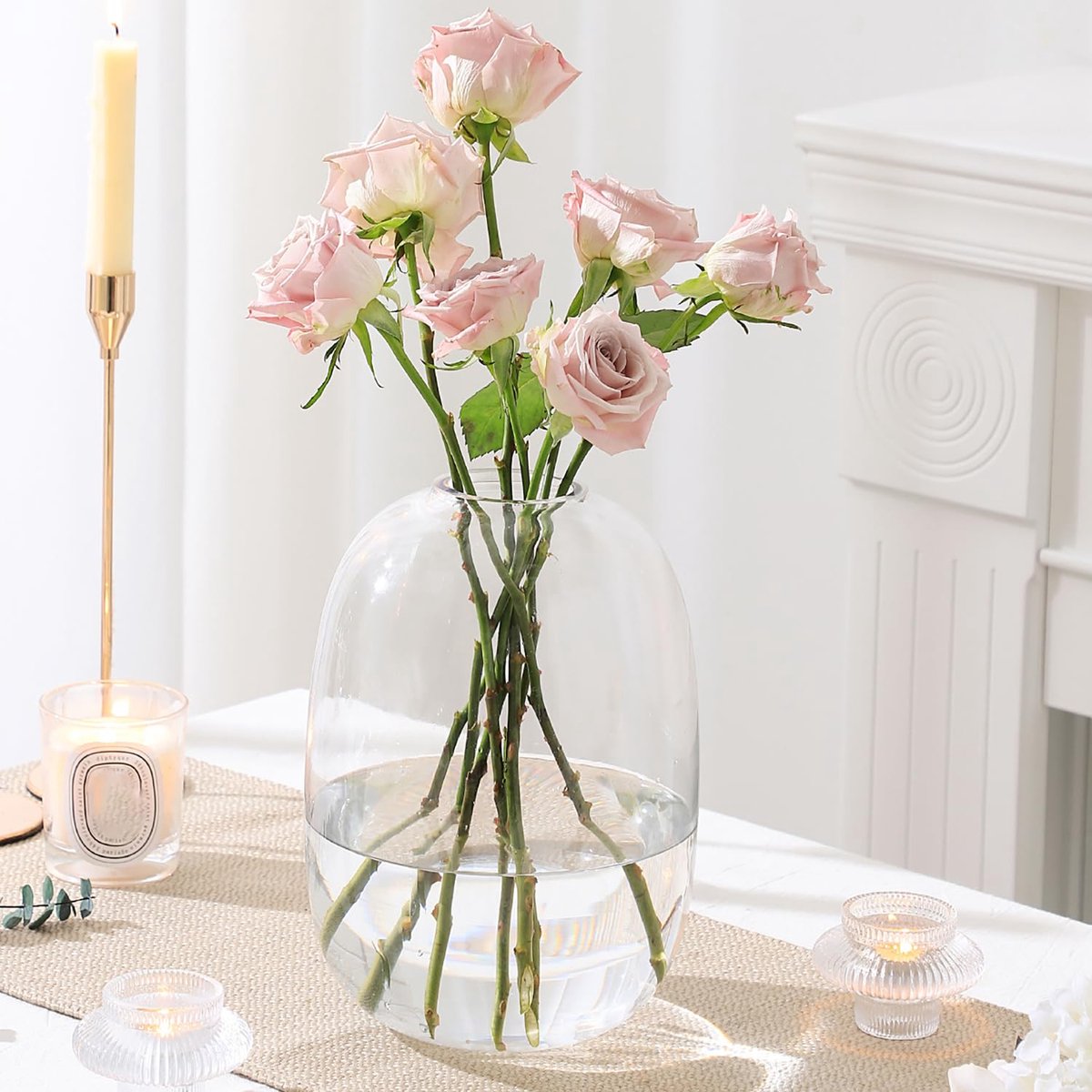 Vaas, 25,5 cm hoog, moderne woondecoratie, perfect voor woonkamer, eettafel, bruiloft, kantoor