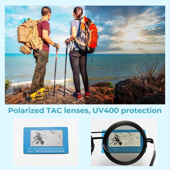 zonnebril, rond, gepolariseerde zonnebril met 9-niveaus, ND-filter, UV400, TAC-glazen, metalen frame, metalen frame, retro uniseks voor dames en heren, outdoor, rijden — afbeelding 5