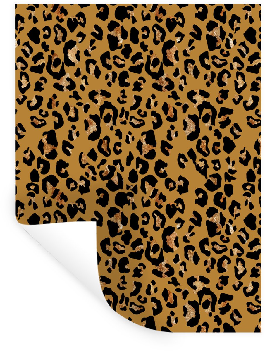 Muurstickers - Sticker Folie - Dierenprint - Panter - Geel - Goud - 90x120 cm - Plakfolie 