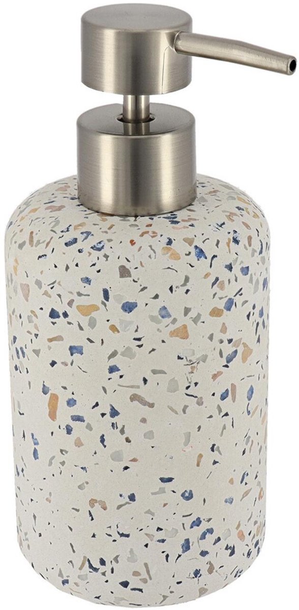 Tendance zeeppomp/zeepdispenser terrazzo - cement - 220ml - D8 x H17 cm