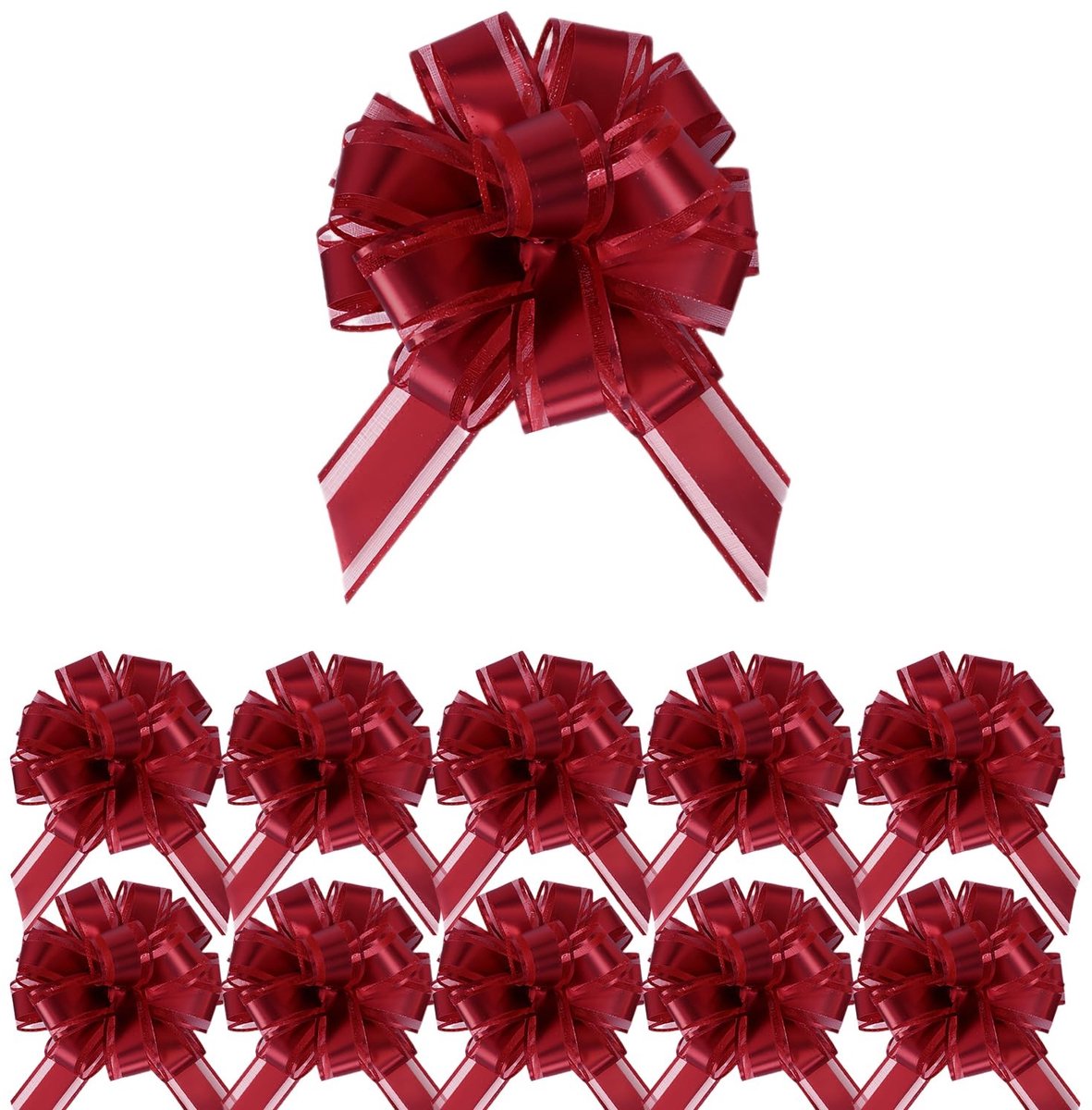 Dailygoods- Trekstrikken 10 stuks - Bordeauxrode Organza Linten - Cadeauverpakkingen - Kerstdecoraties - Trouwauto's - Verjaardagsfeesten - Luxe uitstraling - Cadeaustrikken