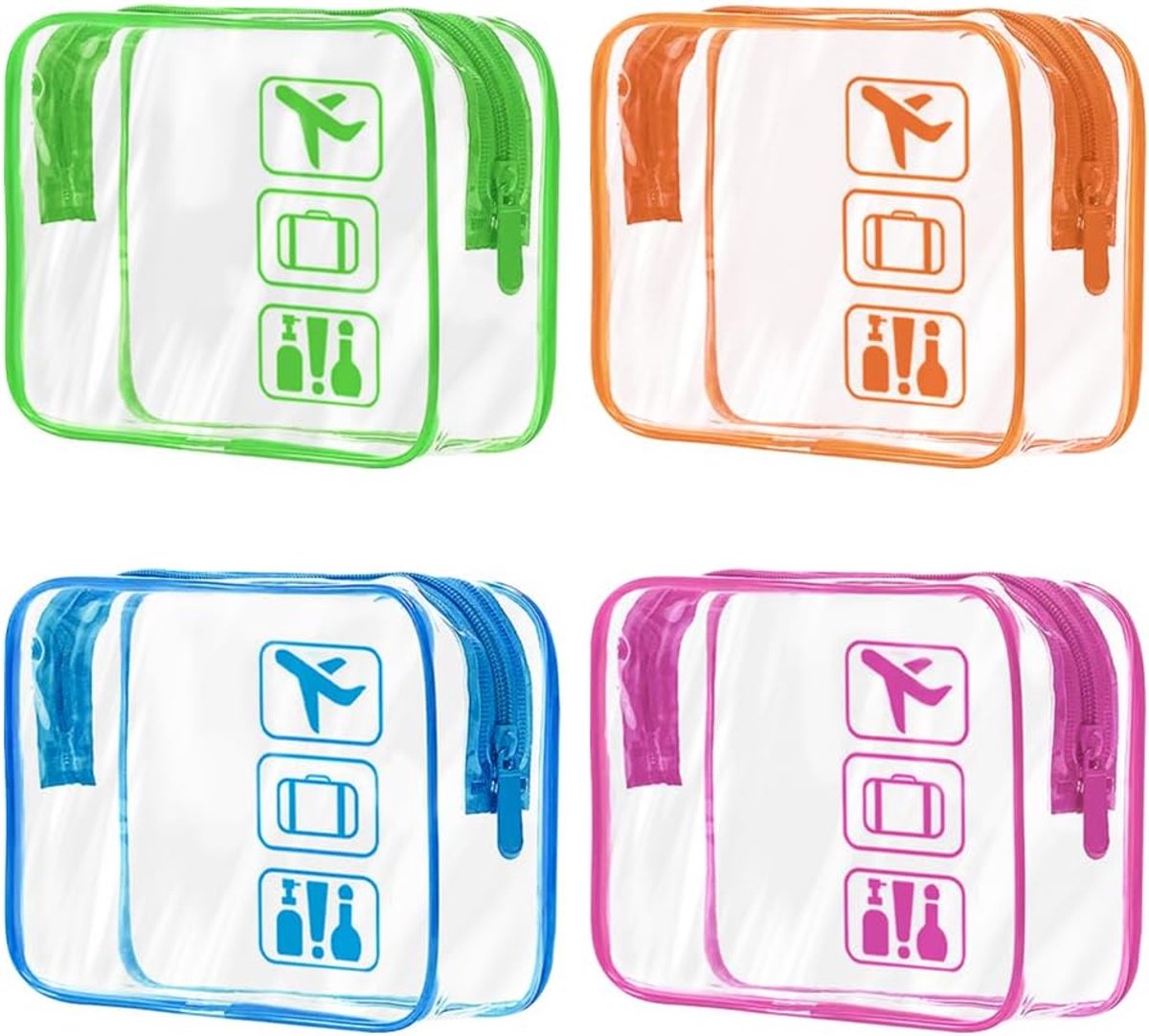 Toilettassen: TSA-geteste cosmeticatas, doorzichtig, 1 liter, pvc-vloeistofzak voor handbagage, reisaccessoires voor dames en heren (4 kleuren)