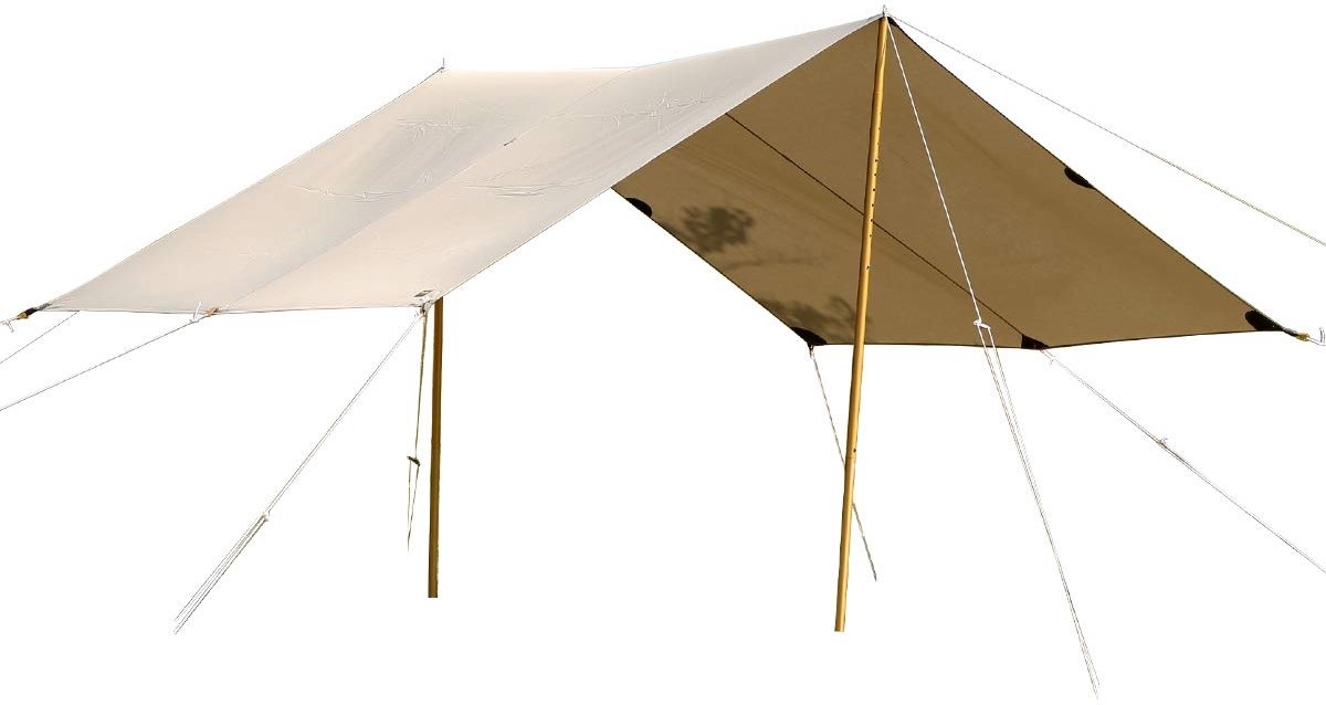 Tarp 4 TC (285 x 400 cm) - Waterdichte tarp van katoenmix met uitstekende uv-stabiliteit, oogjes en hiellussen - beschermt tegen zon, wind en regen - beige