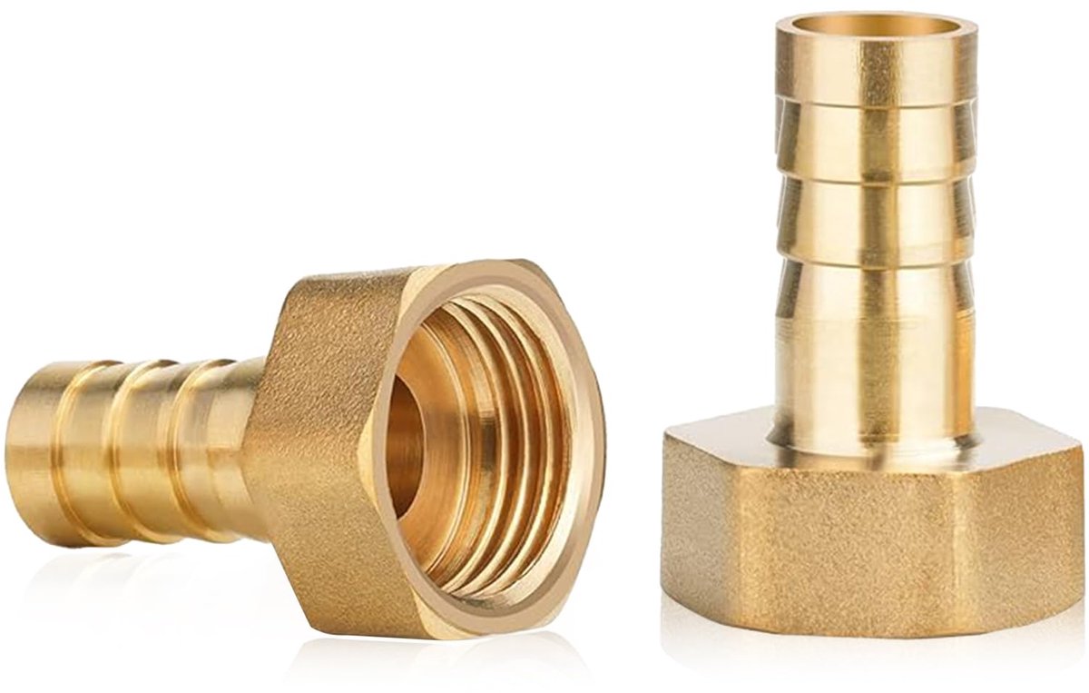 2 stuks 1/2 inch messing slangtui, 10 mm slangaansluiting, slangtuit, G1/2 binnendraad buisadapter