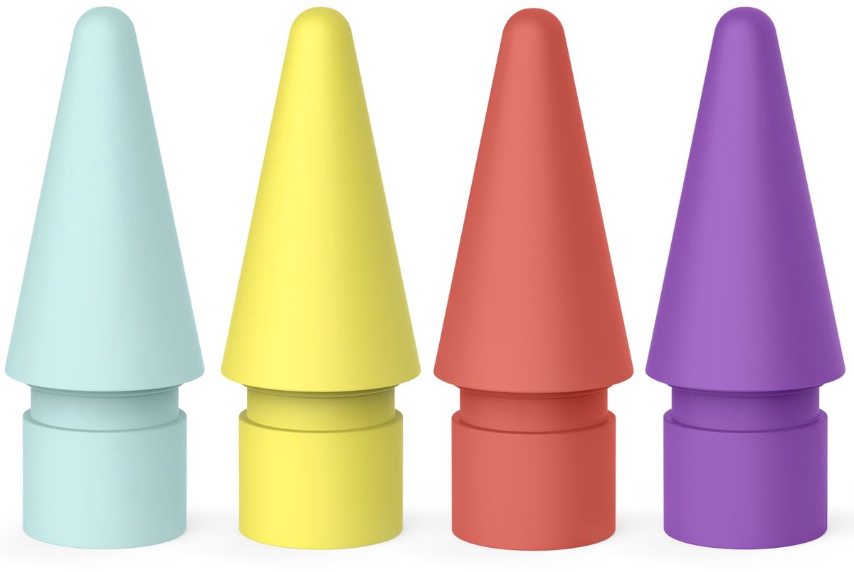 tip compatibel met Apple Pencil Tips, voor Apple Pencil 2. generatie/1. generatie, zeer delicate precieze vervangende tips (rood + geel + groen + paars)