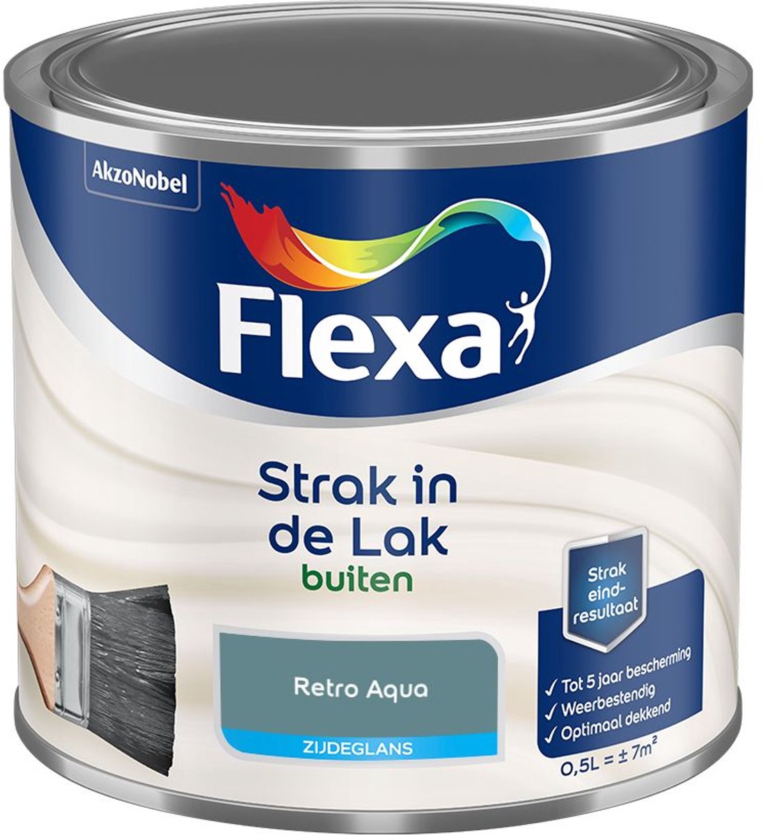 Flexa - Strak In De Lak Buitenlak Zijdeglans - Retro Aqua - Mengverf - 500 Ml