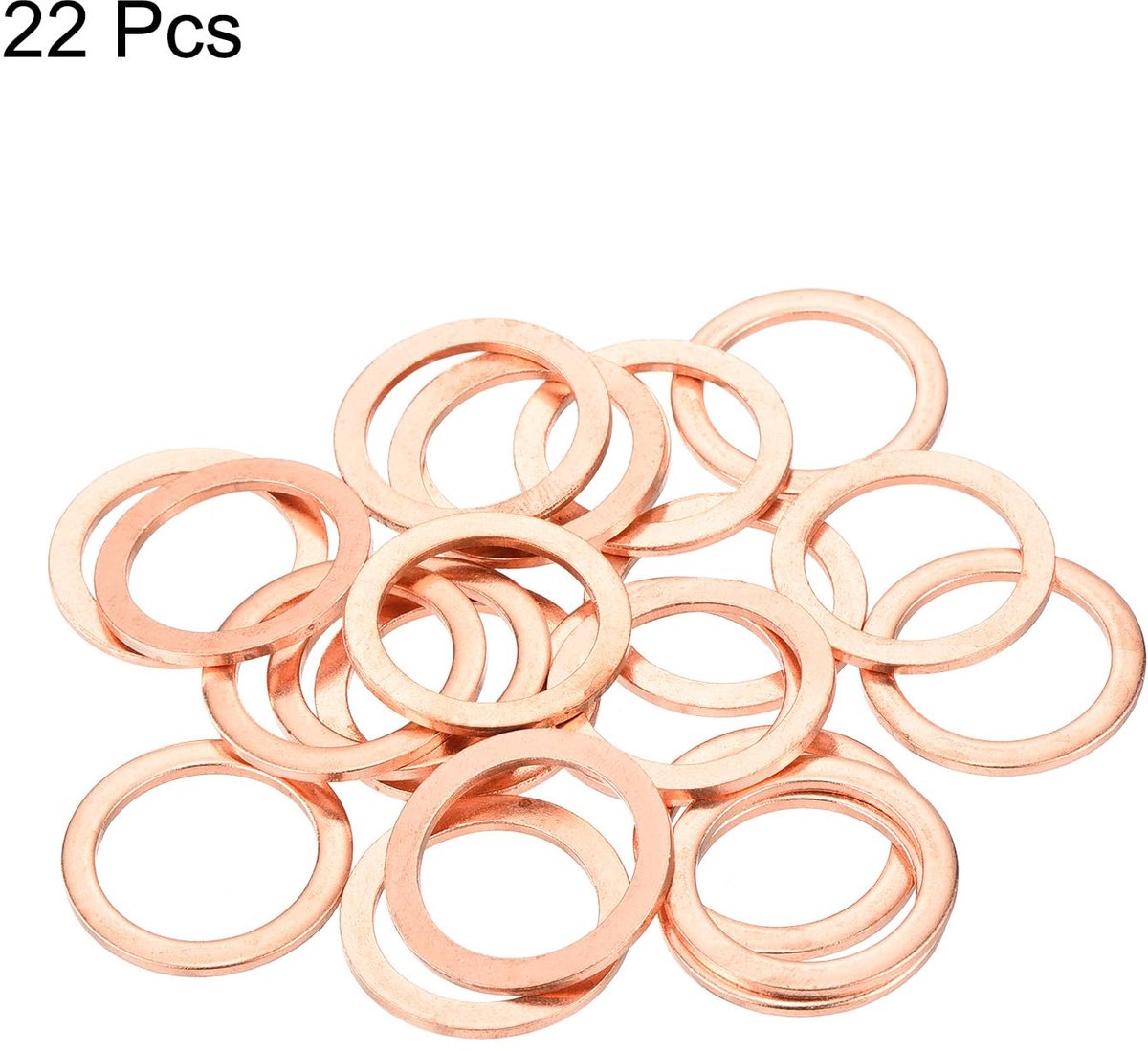 Afdichtringen, metrische platte koperen afdichtringen, 18 x 24 x 1,5 mm voor hydraulische verbindingen, moeren, reparatie
