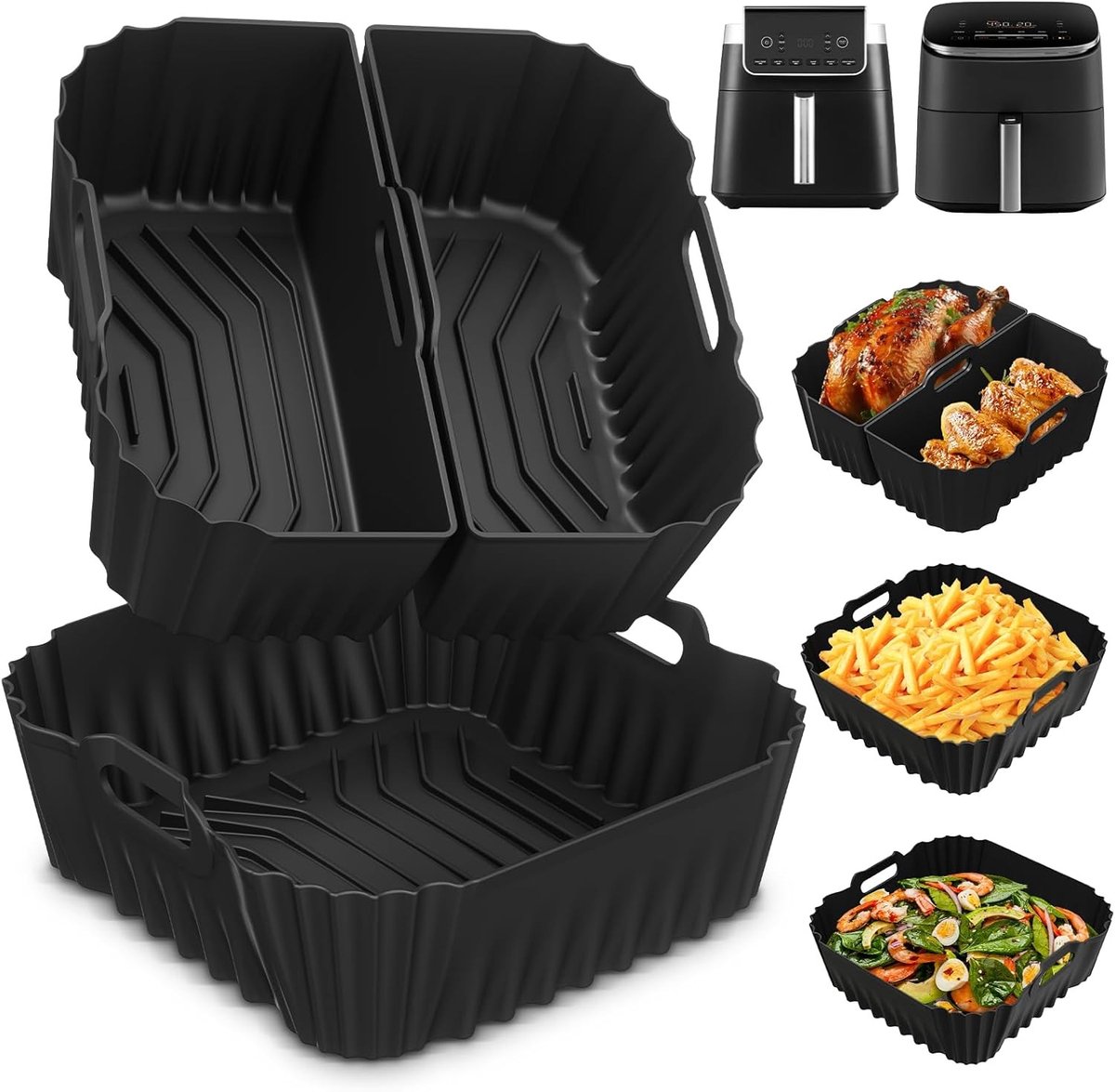 Siliconen Mallen voor Airfryer, 19-23 cm, Herbruikbare Bakaccessoires voor Gezond Koken, Geschikt voor Diverse Modellen, Set van 2
