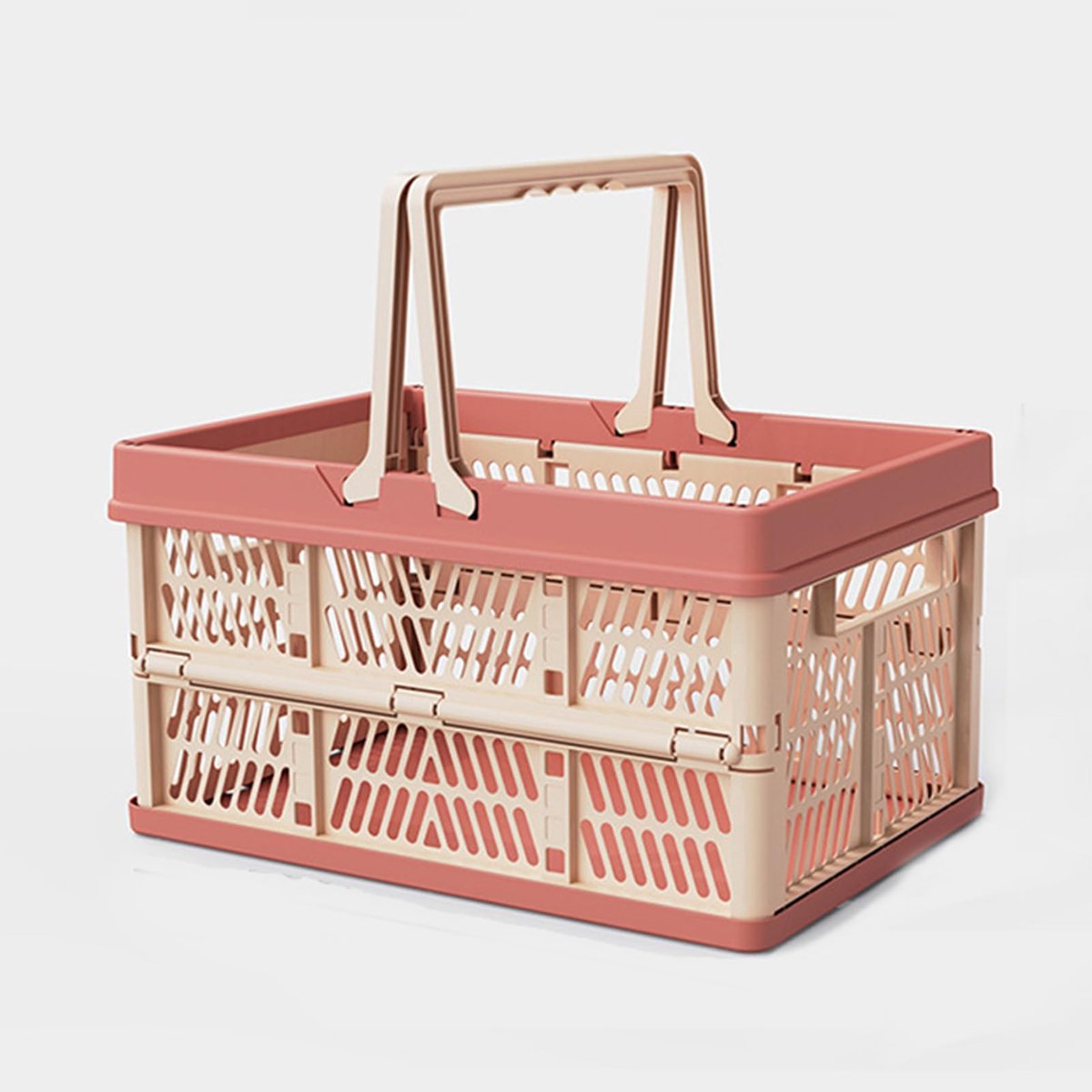 vouwdozen, opvouwbare opbergkist, boodschappenmand van kunststof, opbergmand, 30 x 20 x 15,5 cm, voor keuken, badkamer, kantoor, slaapkamer, kast (kersenbloesem, rood)