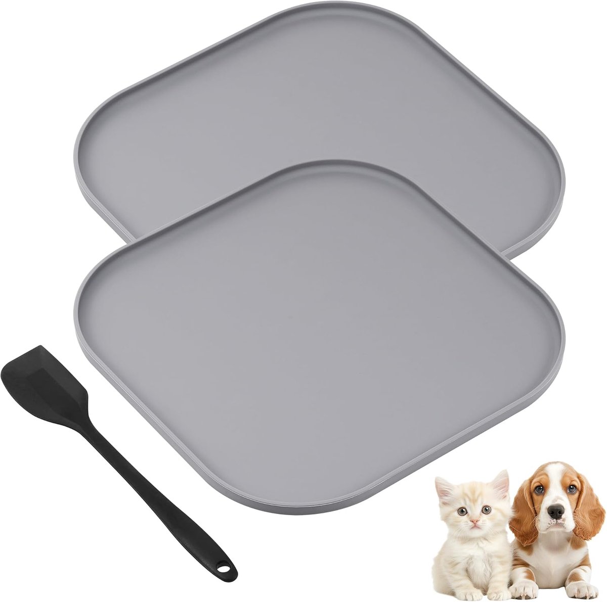 Matten voor honden en katten, waterdichte voermat voor huisdieren met verhoogde randen, hondenvoermatten voor vloeren, antislip kattenmatten voor voerbakken om morsen te