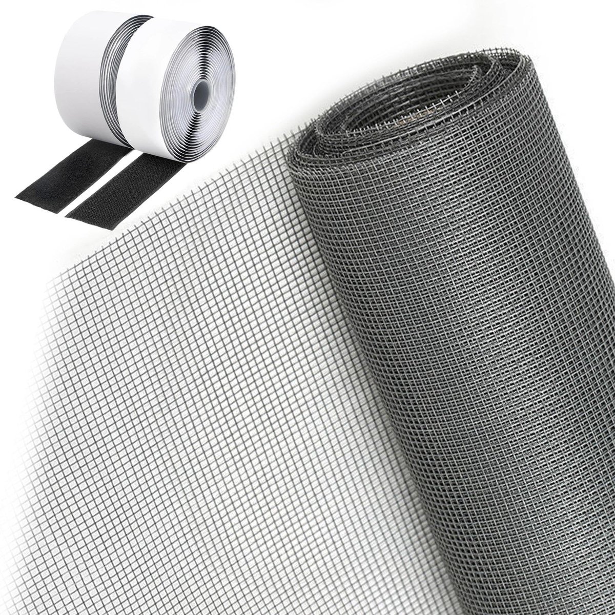Dailygoods- Vliegengaas 1,5 m x 3 m - Insectenhor zonder boren - Licht- en luchtdoorlatend - Veilig voor katten - Hoogwaardig glasvezelmateriaal - Eenvoudig op maat te snijden - Insectengaas