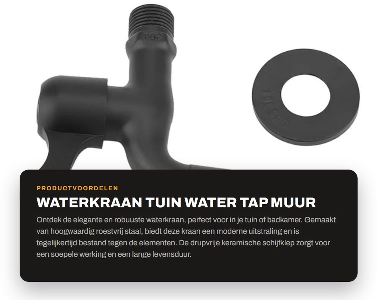 Dailygoods- Waterkraan Roestvrij Staal - Muurbevestiging - Duurzaam - Keramische Schijfklep - Badkamer/Keuken - Eenvoudig te Installeren - Kraan