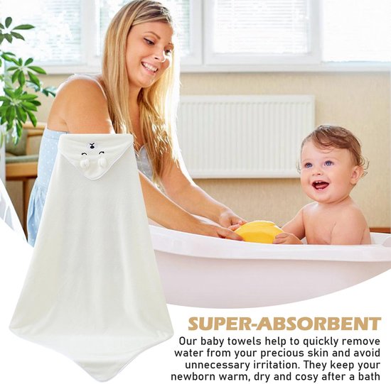 3-delige babybadhanddoek met capuchon - Super absorberend, 80 x 80 cm, Ideaal als geboortegeschenk — afbeelding 3