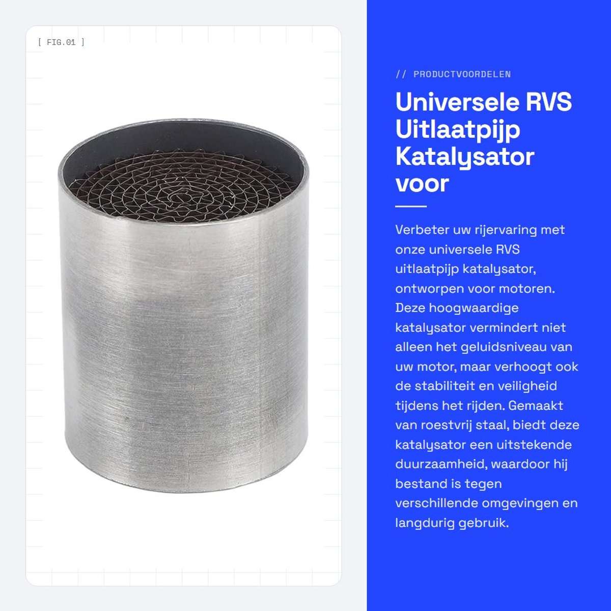 Dailygoods- Uitlaatdemper Universeel - Roestvrij Staal - Geluidsdemper - Verbeterde Catalysator - Duurzaam - Antiroest - Stabiliteit tijdens rijden - Uitlaatpijp