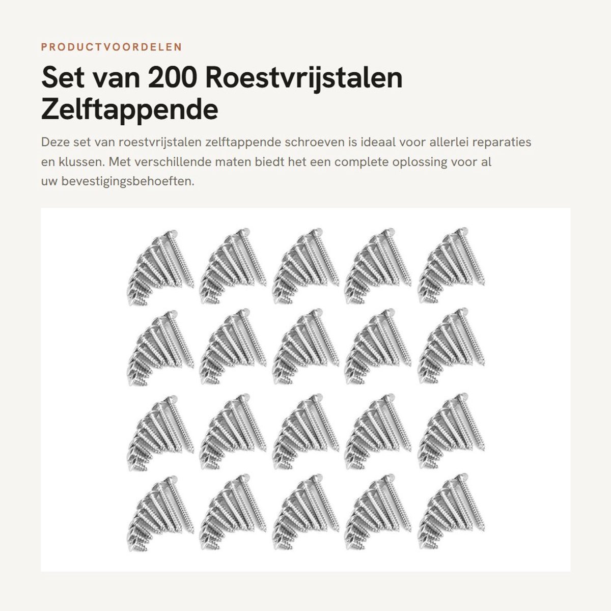 Dailygoods- Zelftappende Schroeven 200 Stuks - M4/8mm - M4/10mm - M4/12mm - M4/16mm - M4/20mm - Roestvrij Staal 304