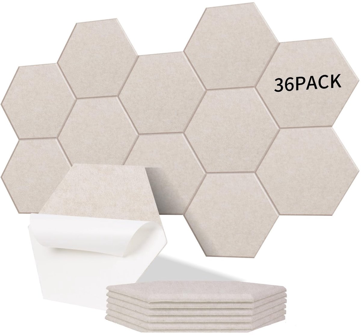 Dailygoods- Akoestische Panelen Zeshoekig - 36 Stuks - Geluidsisolatie - 2,11 m² - 230 kg/m³ - 100% Polyester - NRC 0,95 - Geluidsisolatiepanelen