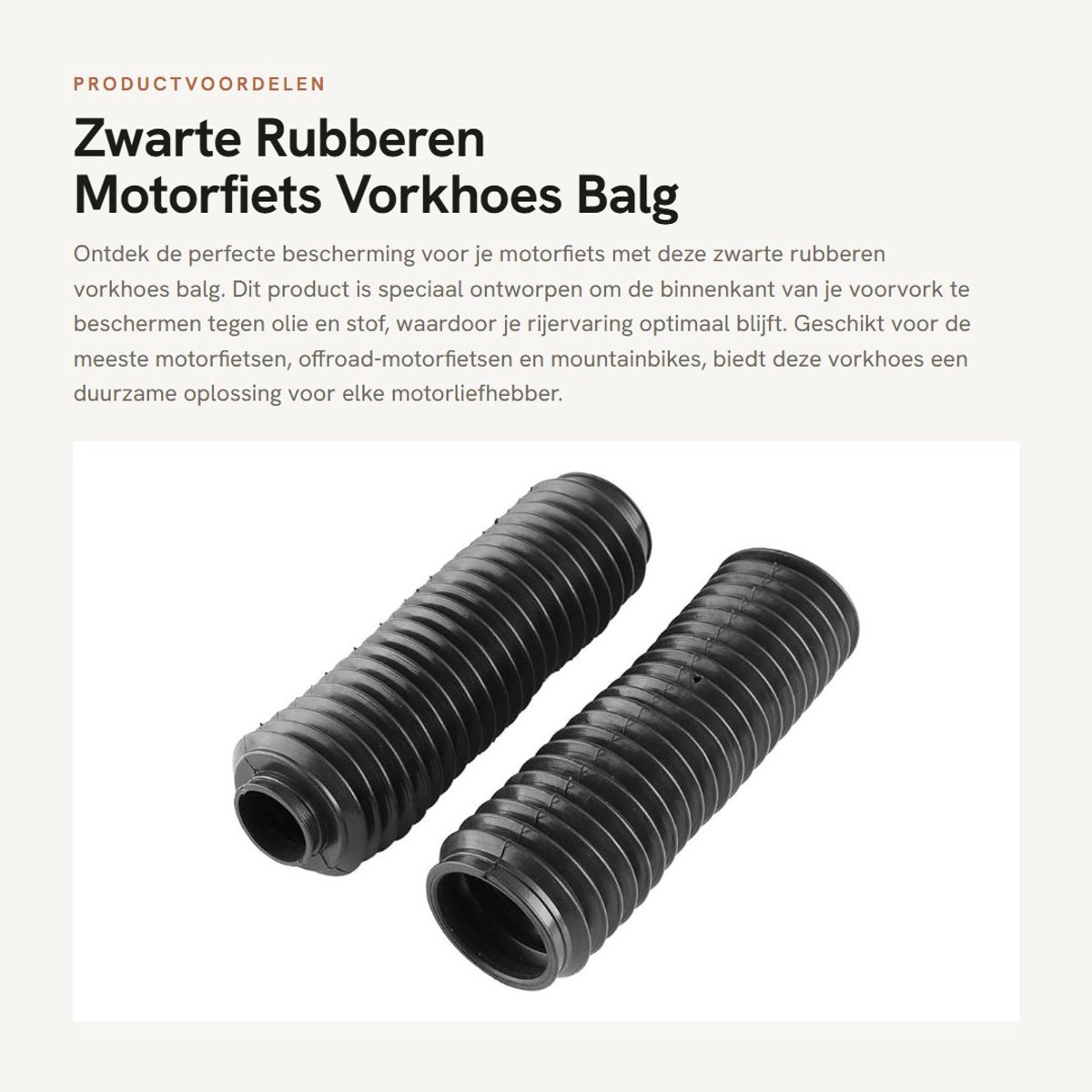 Dailygoods- Vorkhoes Rubberen Bescherming - Voorvork Stofkap - Motorfiets/Bike - Hoogwaardige Kwaliteit - Lengte 23 cm - Antischeur/Antivuil - Vorkbescherming