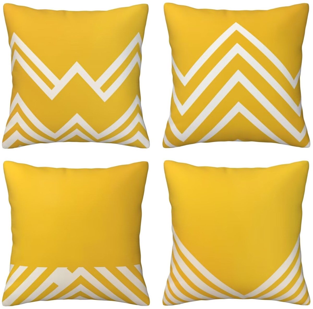 Kussenslopen van 65 x 65 cm, set van 4 stuks, zachte fluwelen kussenslopen met onzichtbare rits, voor slaapbank, woondecoratie, gele en witte lijnen, set van 4 kussenslopen 26 x 26 inch U3791