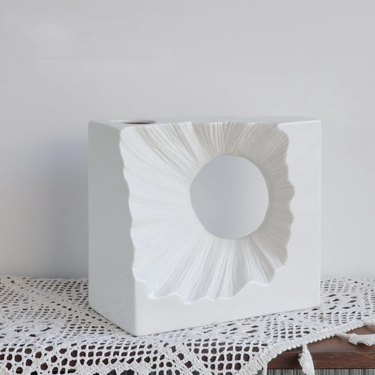 Eenvoudige en creatieve keramische vaas woonkamer veranda bloem arrangement licht luxe woondecoratie (C)