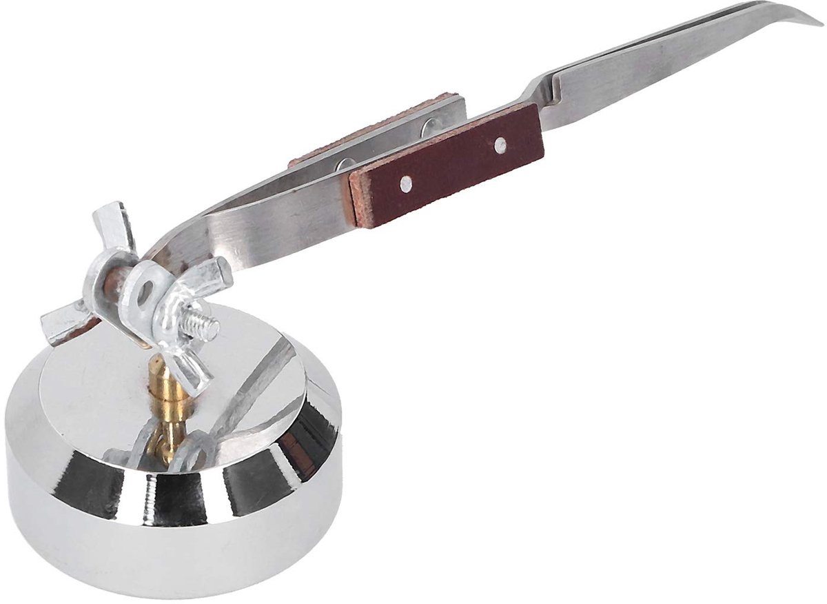 hand basis met pincet, metalen rebound-clip voor het lassen, hardware-sieradengereedschap (gebogen mond)