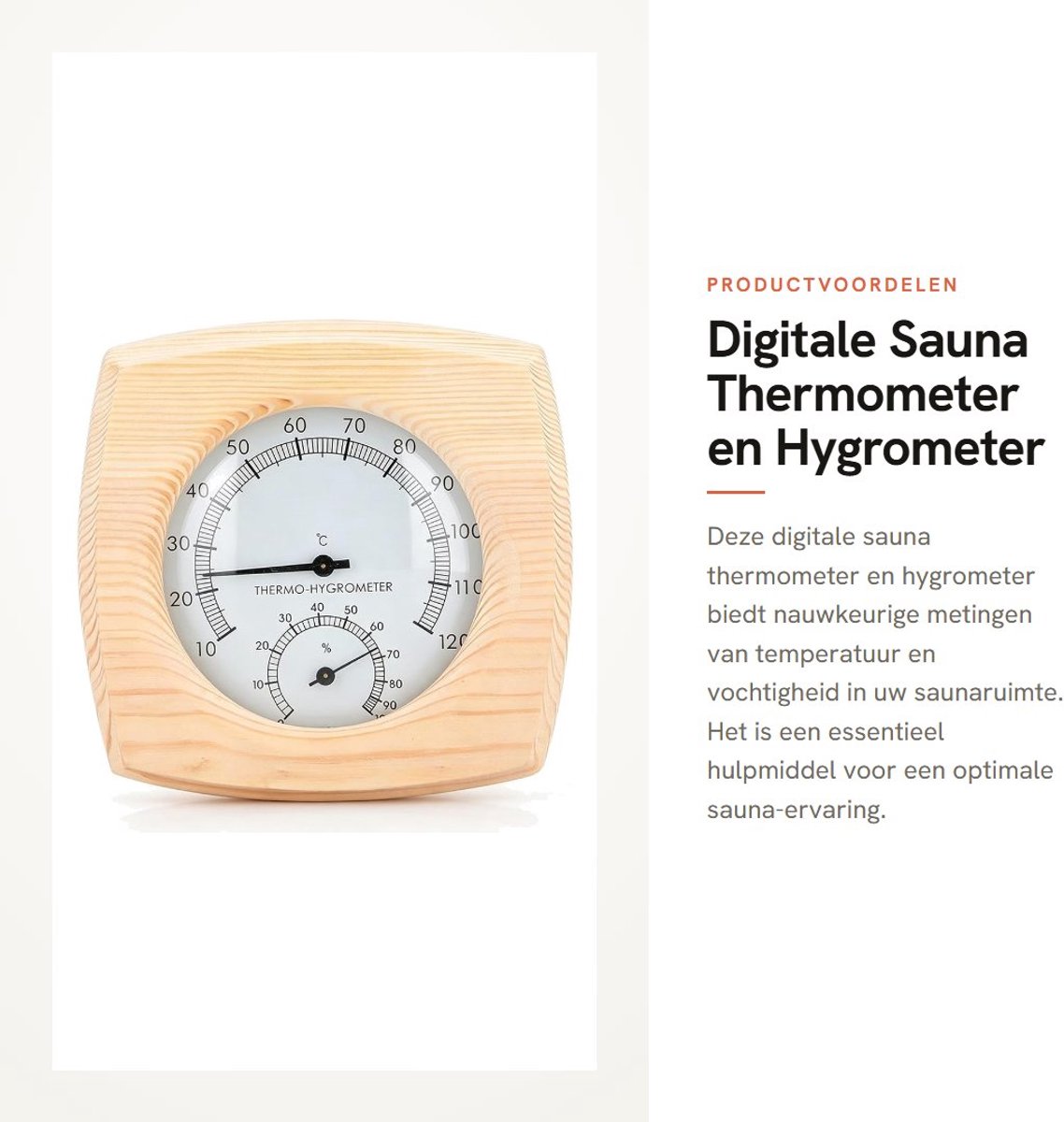 Dailygoods- Sauna Thermometer met Hygrometer - Houten Thermometer - Vochtigheid Meter - Nauwkeurige Weergave - Explosiebestendig - Duurzaam Ontwerp - Saunahygrometer