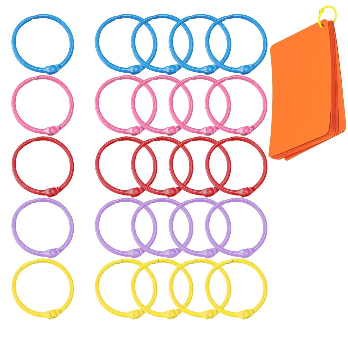 Dailygoods- Boekringen 25 stuks - Metalen Bindringen - Kleurige Ringen - Voor Notitieboek/Scrapbooking - Binnendiameter 25 mm - Duurzaam Materiaal