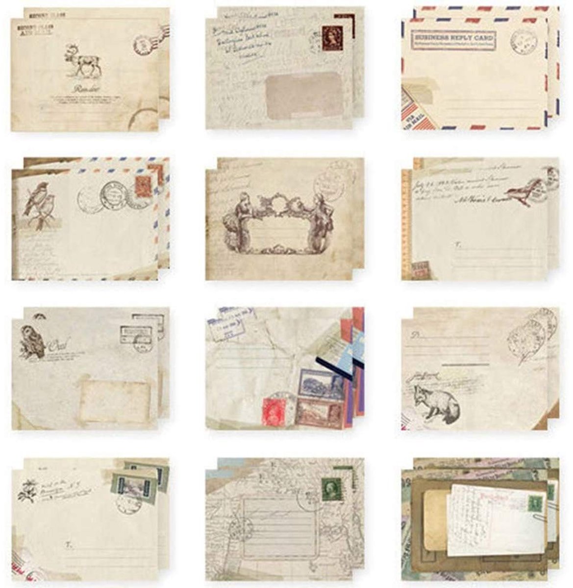 Dailygoods- Enveloppen Retro Stijl - Enveloppen A6 - 12 Stuks - Kraftpapier - Bruin - Lichtgewicht en Duurzaam - Briefkaarten