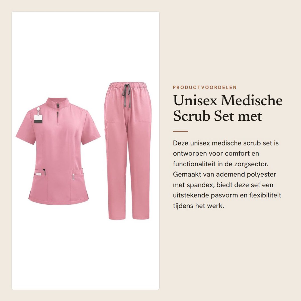 Dailygoods - Unisex Medische Scrub Set met 4 Zakken