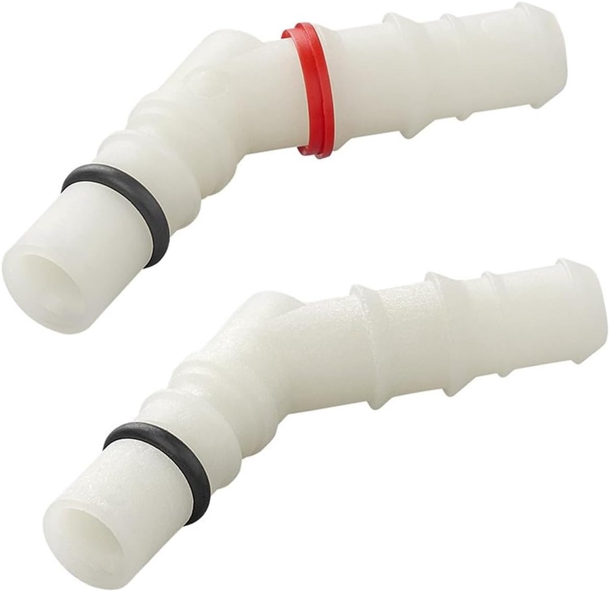 Set van 2 slangtule met O-ring voor 10-12 mm waterslangen – kleurmarkering rood en blauw – aansluiting 6 x 2 – dichte verbinding voor camper, boot, tuin, caravan