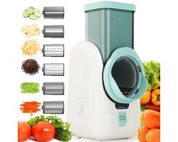 Elektrische groentesnijder - Keuken rasp - Snel ingrediënten bereiden - 6-in-1 multifunctioneel - 12 x 17 x 28 cm - Wit
