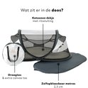 Deryan campingbedje met zelfopblaasbare matras, katoenen deken en draagtas.