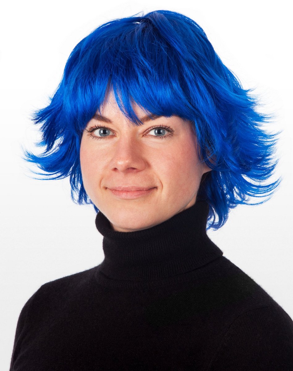 Shaggy Cut Korte Pruik Blauw - Carnavalspruik