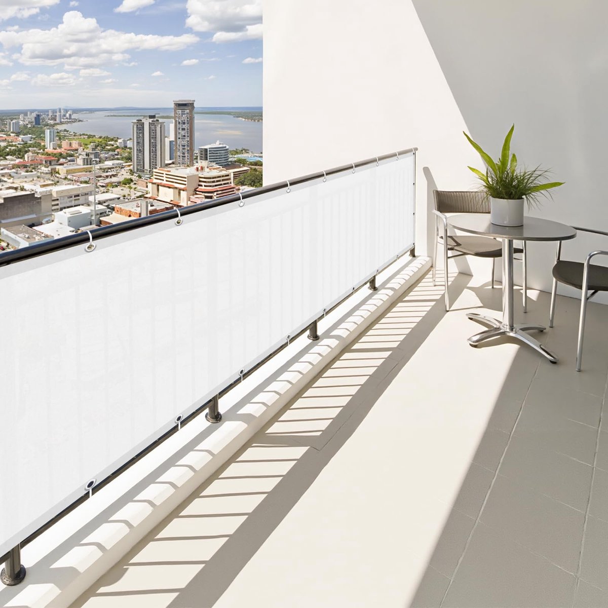 GUARD Balkonscherm,inkijkbescherming,70x600 cm,balkonoverkapping,balkonafdekking,balkonbedekking,uv-bescherming,wind- en waterdicht,geschikt voor balkon,met kabelbinders,Witte