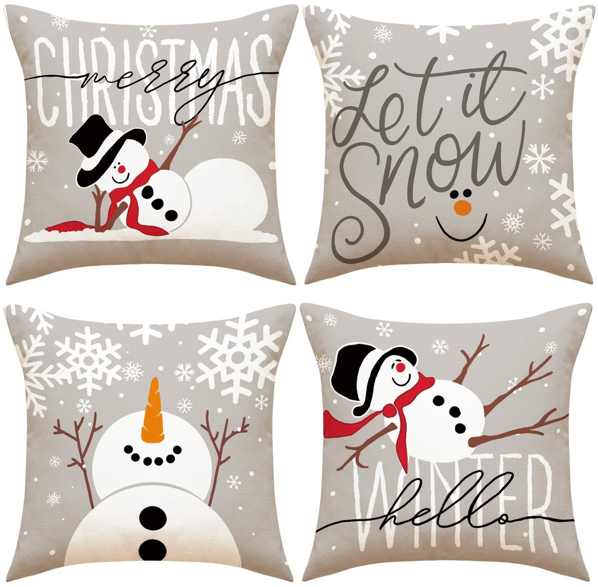 Kussenovertrek Kussenovertrekken 4st 45x45 cm Kerstversiering Kerstmis kussenhoes Kerstversiering Kerstkussen Kussenhoezen Sierkussens