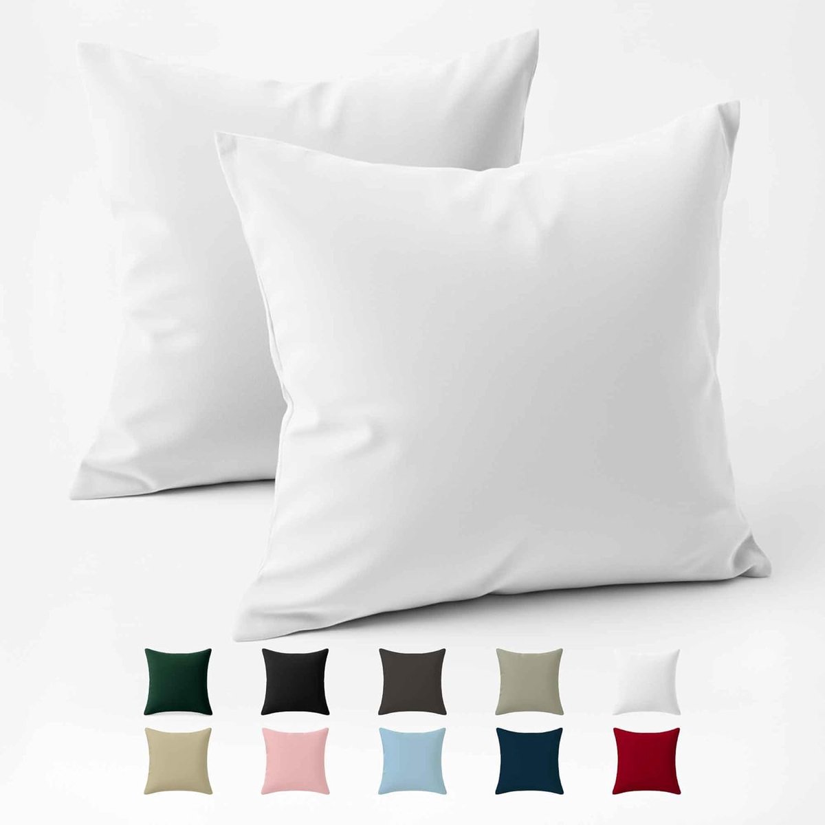 80x80 Versterkte katoenen kussenkussen (set van 2) - Wit - strak weven van 57 schroefdraden/cm² - kussen proza