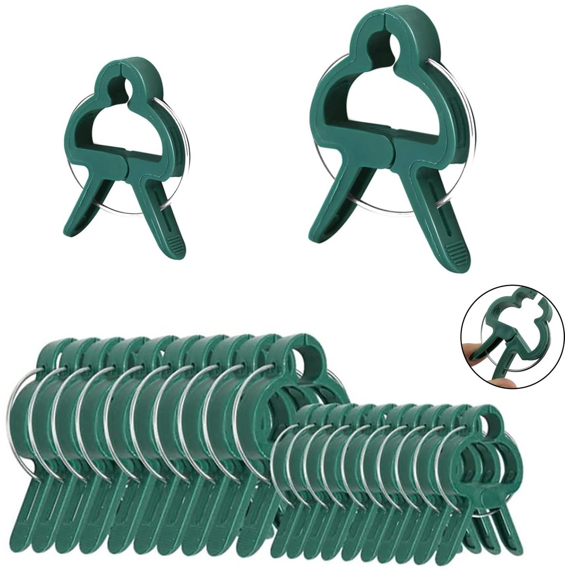 Plantenclips voor tomaten, bloemen, komkommers, klimhulp, beschermt groenteplanten, plantenclips voor klimplanten, tomaten, broeikas, klimhulp voor klimplanten (10 grote + 10 klein)