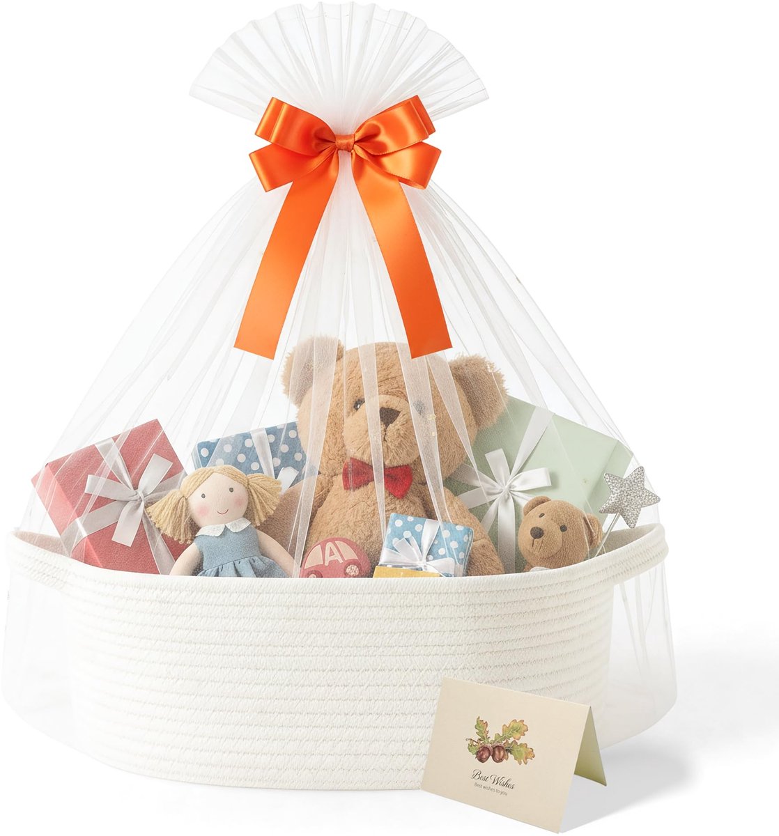 leeg groot, babyopbergmand, gevlochten geschenkmand, geschenkmand leeg, mand voor geschenken, opbergmanden, gevlochten mand voor verjaardag, bruiloft, oogstfeest, Kerstmis (wit)