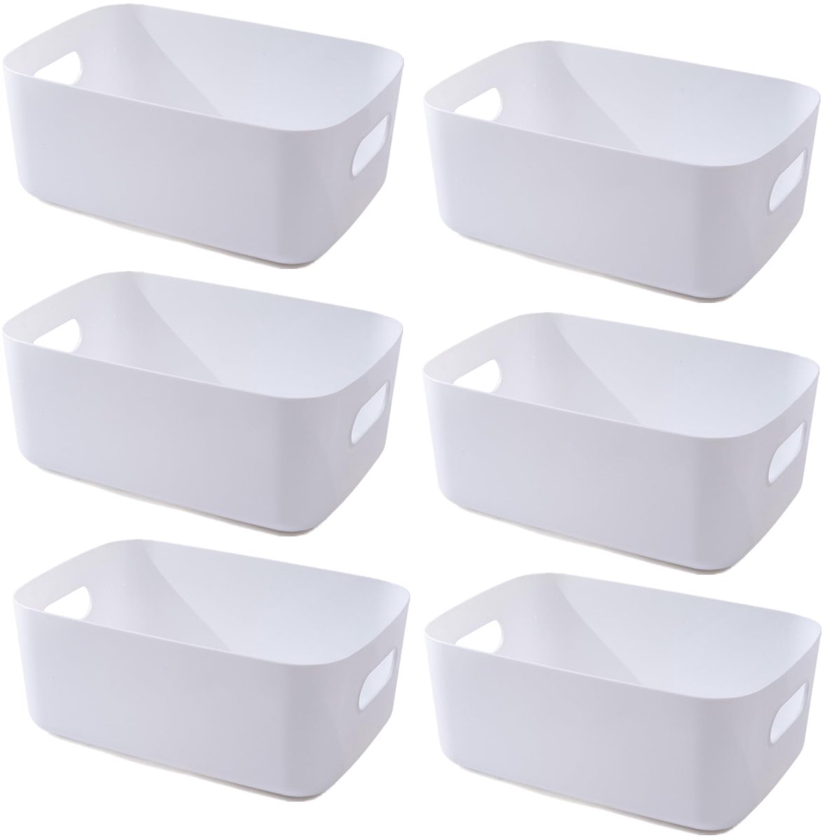 Opbergmanden voor Kantoor,Kunststof Opbergmand met Handgrepen,Multifunctionele Opbergdozen Opgeruimde Organizer voor Badkamer,Keuken,Kantoor,Kast (30×20×12cm/6 Wit)