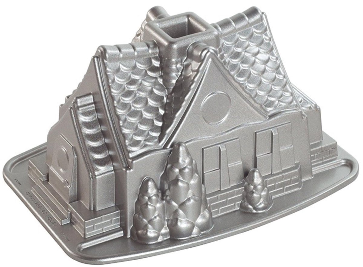 Dailygoods- Bakvorm Peperkoekenhuis - Gegoten Aluminium - 19x26x13 cm - Zilver - Bakvormen - Bakvorm Rond - Bakvormen Siliconen - Gebakvorm