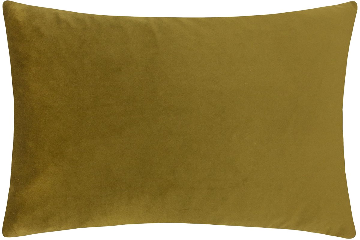 furn. Contra-kussensloop, fluweelachtig langwerpig ontwerp, polyester, linnen, olijf