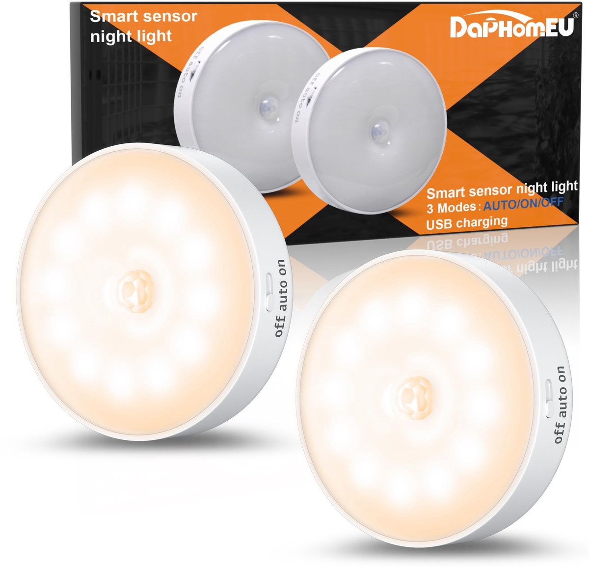 SolidKeus - Bewegingssensor Lampen - Set van 2 Oplaadbare Nachtlampen