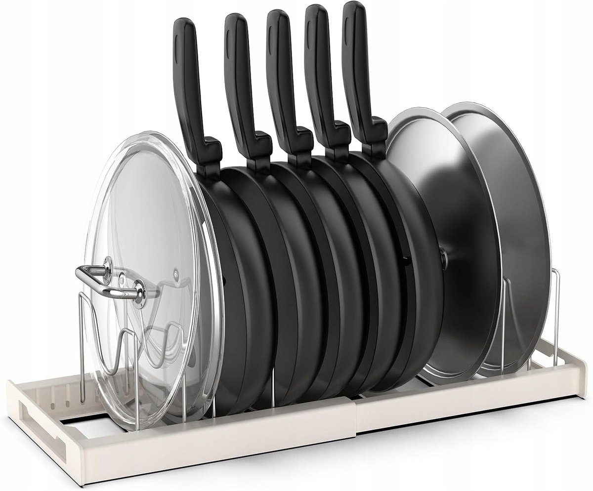 Verstelbare Pan Organizer met 7 Vakken - Keukenlade Organizer