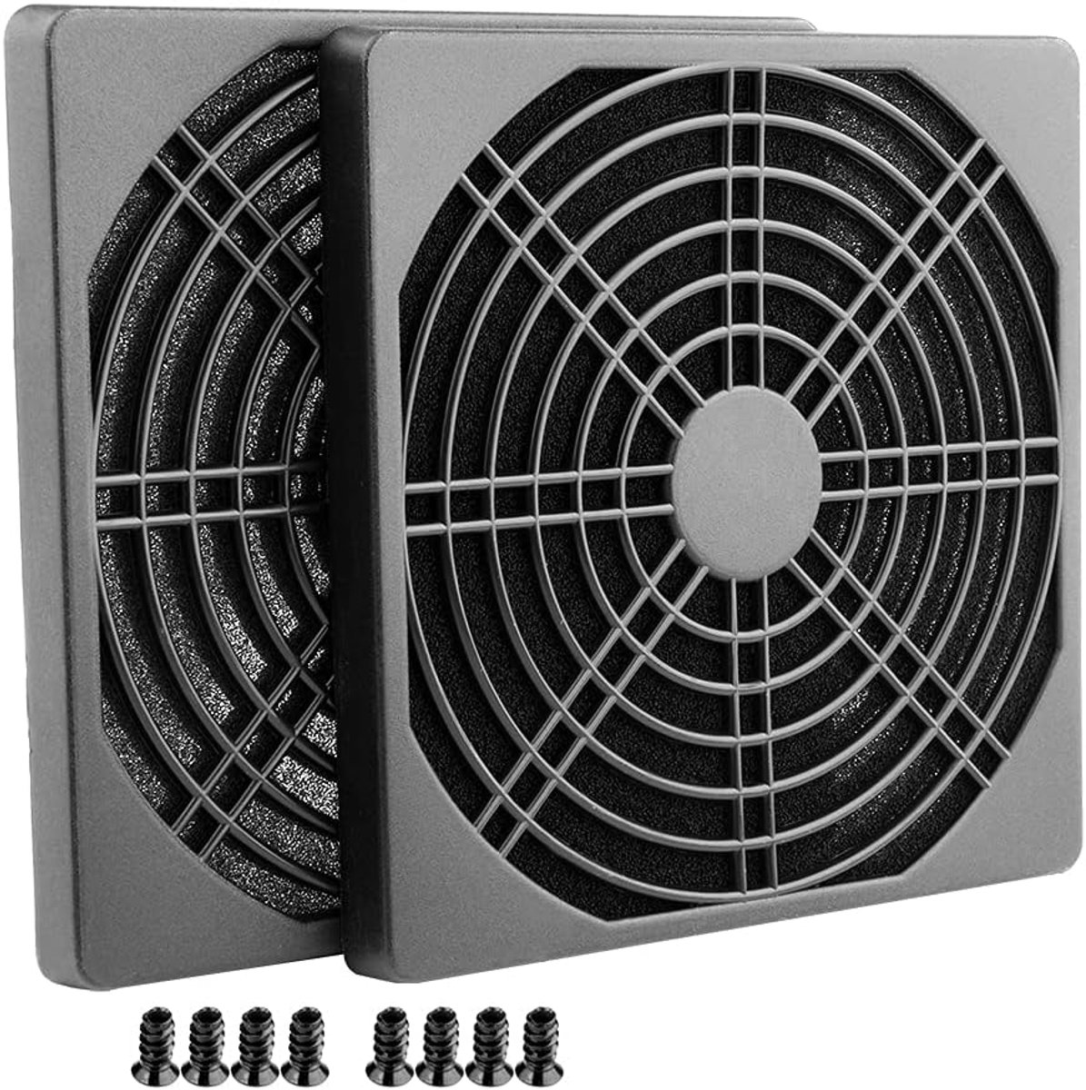 Slot afdekking met schroeven & ventilatorafdekking met ultrafijn stoffilter (2xFilterbox 120 * 120mm, Zwart)