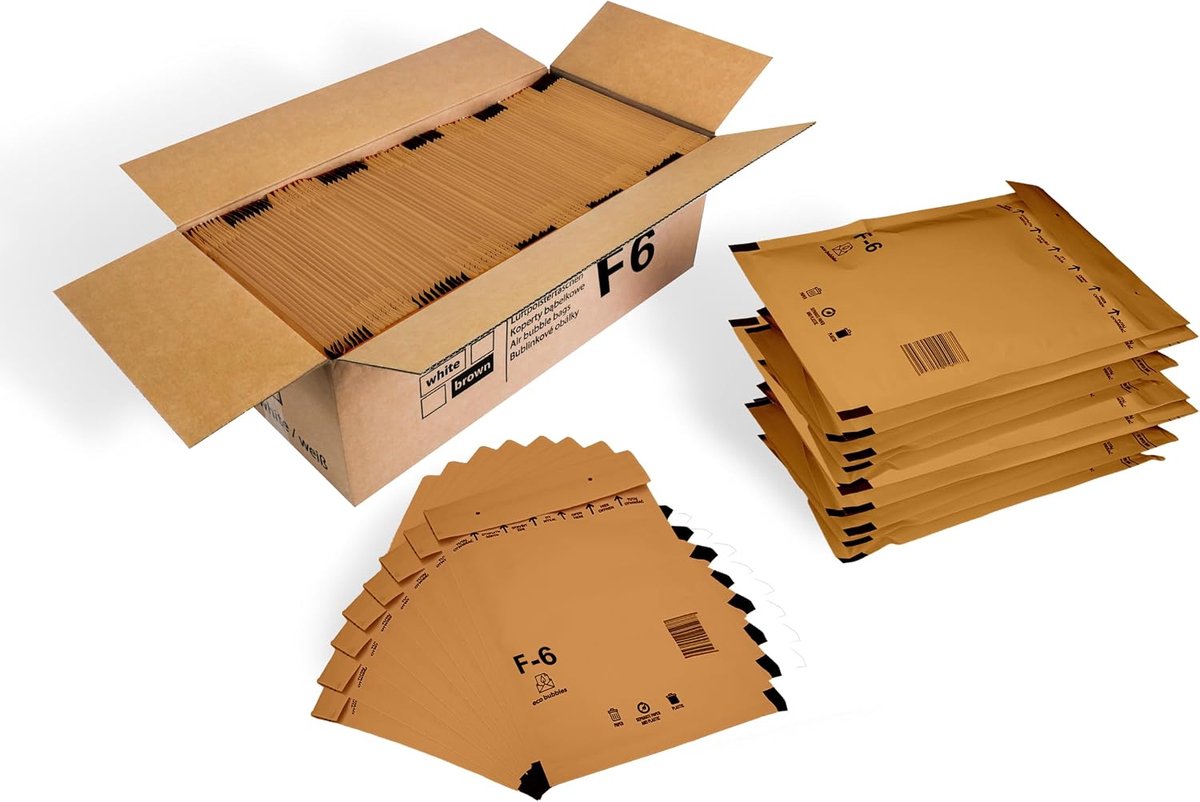 100 enveloppen luchtkussenenveloppen DIN A4 zelfklevende enveloppen luchtkussenenveloppen maat F/6 F6 bruin (240 mm x 350 mm) enveloppen gewatteerde bekleding envelop tassen