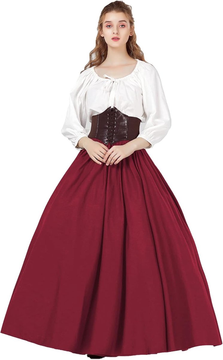 Middeleeuwse Rok Lang Katoen Renaissance Rok Kleding Victoriaans Steampunk Halloween Cosplay LARP Big Swing Rok Maxi Rok