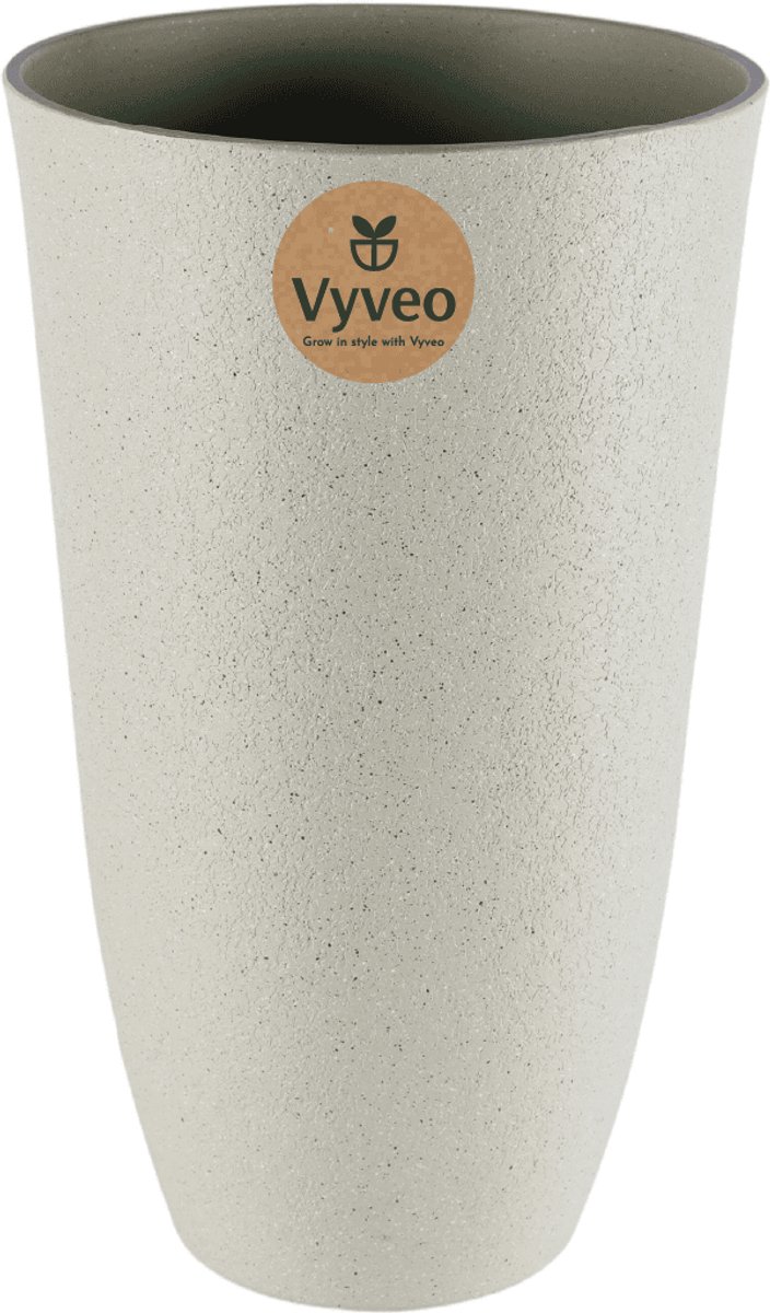 Vyveo - Bloempot Tower - 35x61 - Créme - Bloempot voor binnen en buiten - Lichtgewicht - Breukbestendig - Vorstbestendig - UV-bestendig